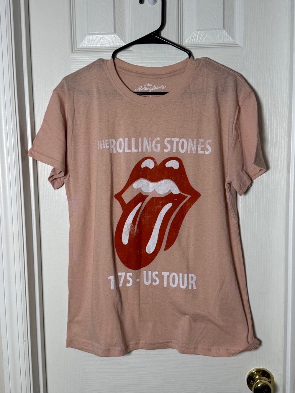 The Rolling Stones 1975 US Tour Graphic Band Tee - Pink / Tan - Size Large
